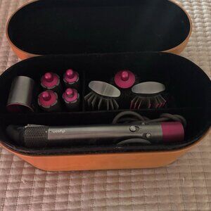 1st Gen Dyson Airwrap Multi Styler Set with Attachments and case Nickel/Fuchsia